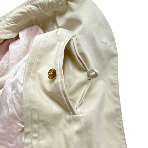 BROOKS BROTHERS Women 346 Trench Coat Size 12 Cream Long Line Button Belted - Picture 9 of 16
